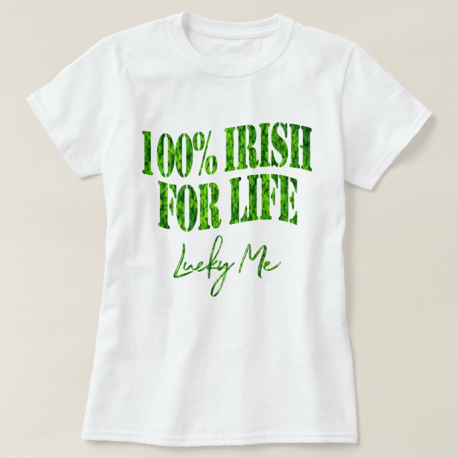 Shamrock Klöver 100 % Irish Funny St patrick's day T Shirt (Design framsida)