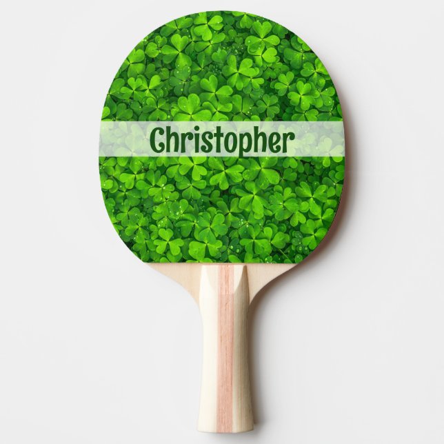 Shamrock Klöver Add Namn Pingisracket (Framsidan)
