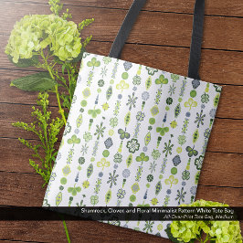 Shamrock, Klöver, Blommigt minimalist Mönster Whit Tygkasse