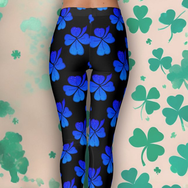 Shamrock Klöver Blue Mönster St. Patrick's Day Leggings (Skapare uppladdad)