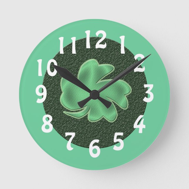 Shamrock(klöver) Clock Rund Klocka (Framsida)