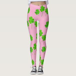 Shamrock Klöver Grönt Black St. Patrick's Day Leggings