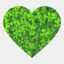 Shamrock Klöver Grönt Irish Symbol Ireland Irland Hjärtformat Klistermärke