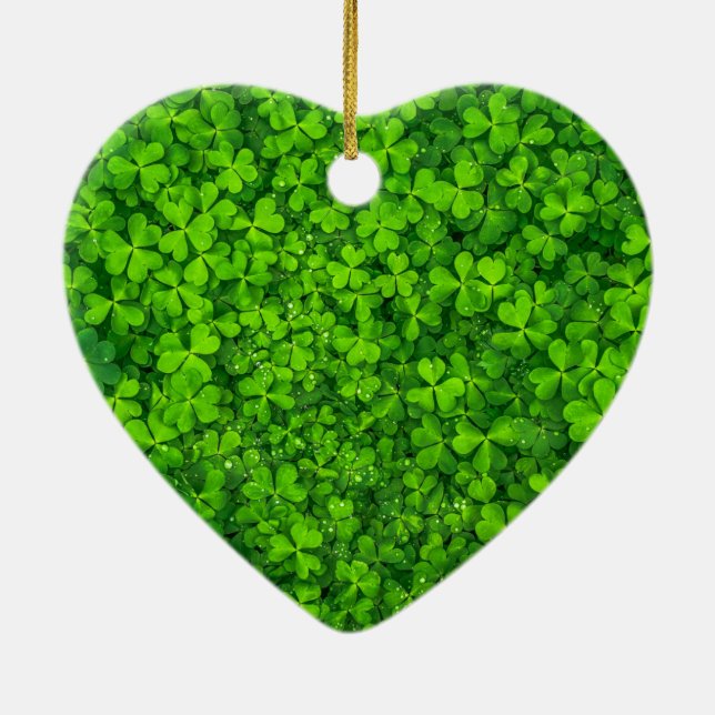 Shamrock Klöver Grönt Irish Symbol Ireland Irland Julgransprydnad Keramik (Baksidan)