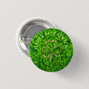 Shamrock Klöver Grönt Irish Symbol Ireland Irland Knapp