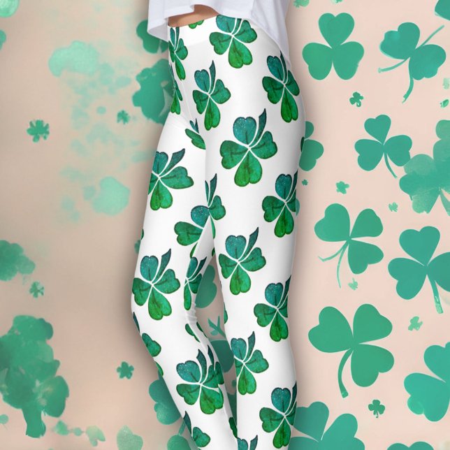 Shamrock Klöver Grönt Mönster St. Patrick's Day Leggings (Skapare uppladdad)