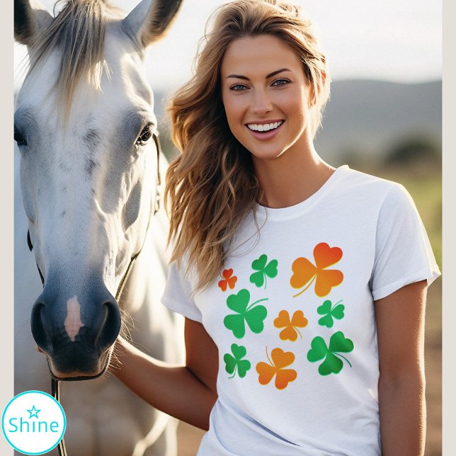 Shamrock Klöver Grönt Orange Irish St patricks day T Shirt (Skapare uppladdad)