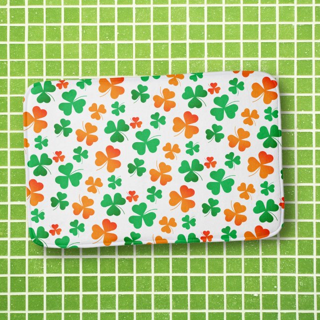 Shamrock Klöver Grönt Orange Retro Elegant Irish Badrumsmatta (Skapare uppladdad)
