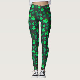 Shamrock Klöver Ireland Irish Modern Grönt & Black Leggings
