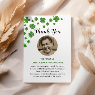 Shamrock Klöver Irish Funeral Photo Tack Kort