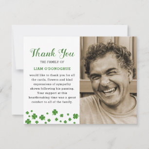Shamrock Klöver Irish Funeral Photo Tack Kort
