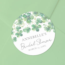 Shamrock Klöver Lycklig i kärlek Bröllopsdusch Runt Klistermärke