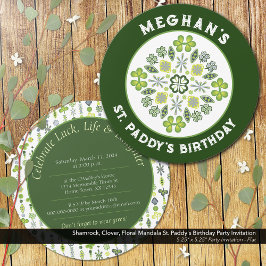 Shamrock Klöver Mandala St. Paddy's Födelsedagsfes Inbjudningar