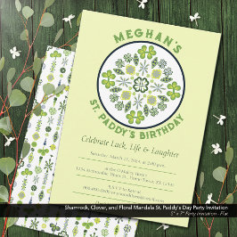 Shamrock Klöver Mandala St. Paddy's Födelsedagsfes Inbjudningar