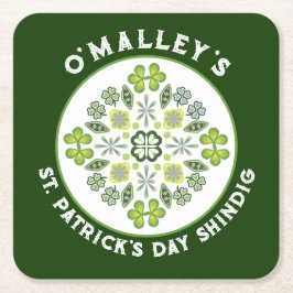 Shamrock Klöver Mandala St. Patrick's Day Party Underlägg Papper Kvadrat