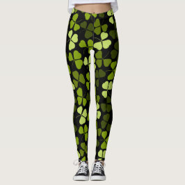 Shamrock Klöver Mönster Blommigt St. Patrick Leggings