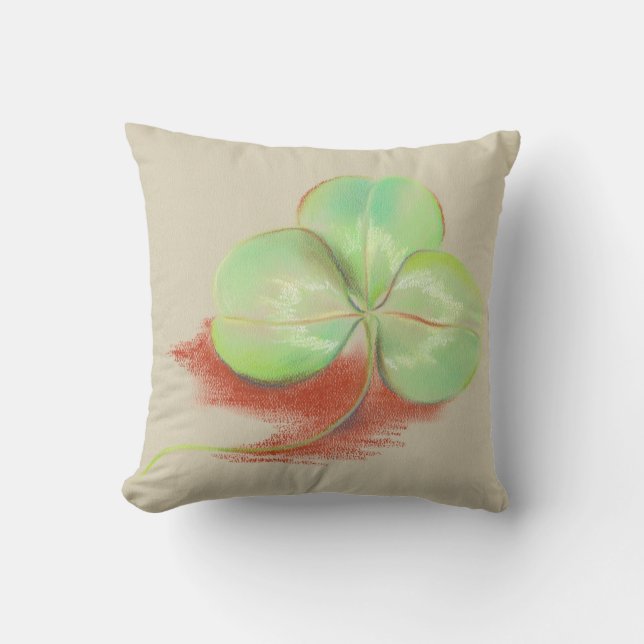 Shamrock Klöver Pastel Teckning Kudde (Framsida)