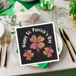 Shamrock Klöver Rosa Black St. Patrick's Day Pappersservett