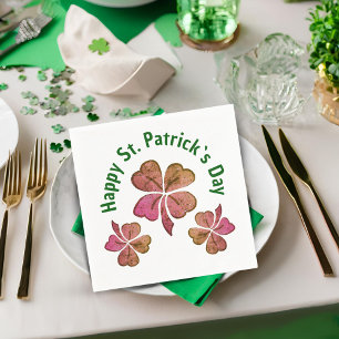 Shamrock Klöver Rosa St. Patrick's Day Party Pappersservett
