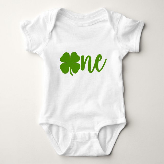 Shamrock Klöver St. Patrick's Day ONE 1st Birthday T Shirt (Framsida)