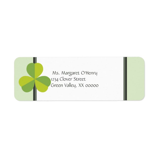 Shamrock Klöver Two Toned Grönt Personlig Returadress Etikett (Framsidan)