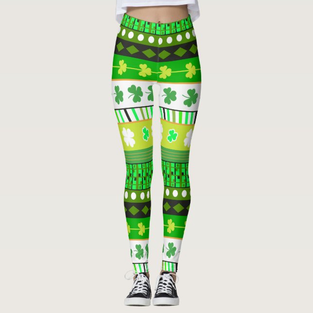 Shamrock klöverPatricks dag Leggings (Framsida)