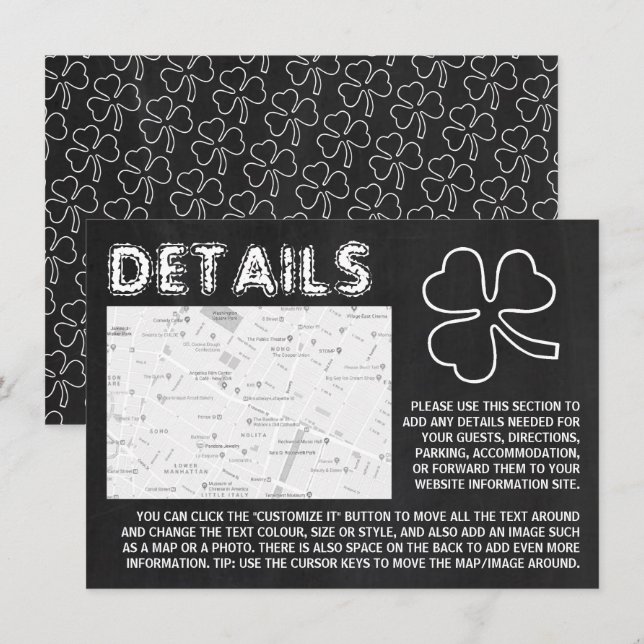 Shamrock-kort, detaljkort för St patrick's day Inbjudningar (Fram/baksida)