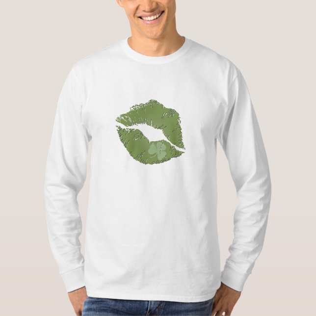 Shamrock Läppar - Kiss Me Jag är Irish Shirt Tee (Framsida)