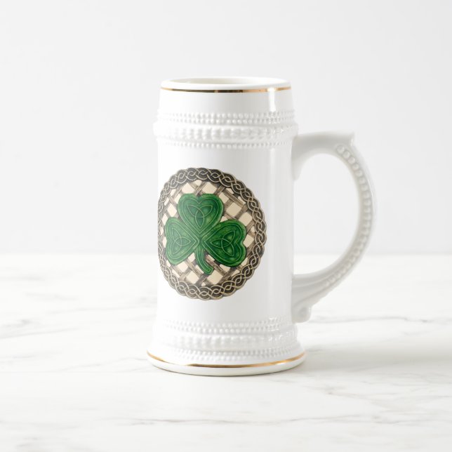 Shamrock, lattice och keltiska knop på Beige Mugg (Höger)