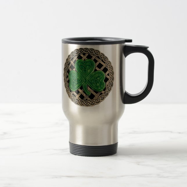 Shamrock, lattice och keltiska knop på Black Mugg (Höger)