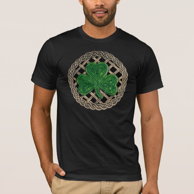 Shamrock, lattice och keltiska knop på Black Shirt Tröja (Framsida)