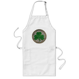 Shamrock, lattice och keltiska knop på Grått Apron Långt Förkläde