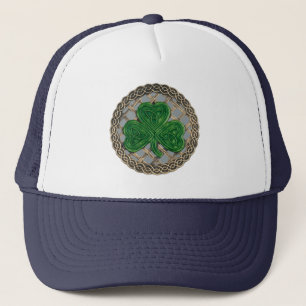 Shamrock, lattice och keltiska knop på Grått Hat Keps