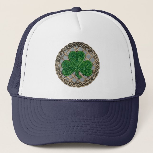 Shamrock, lattice och keltiska knop på Grått Hat Keps (Framsida)