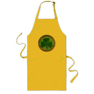 Shamrock, lattice och keltiska knop på Grönt Apron Långt Förkläde