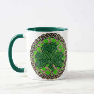 Shamrock, lattice och keltiska knop på Grönt Mugg