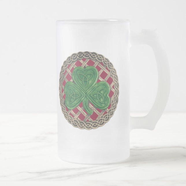 Shamrock, lattice och keltiska knop på Röda Mugg (Höger)