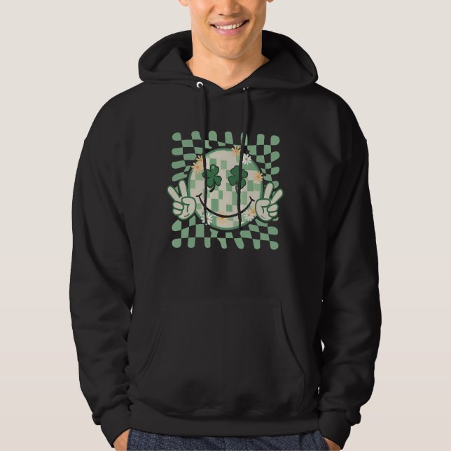 Shamrock-leende ansikte rolig St Patrick's Day Hoodie (Framsida)