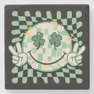 Shamrock-leende ansikte rolig St Patrick's Day Stenunderlägg