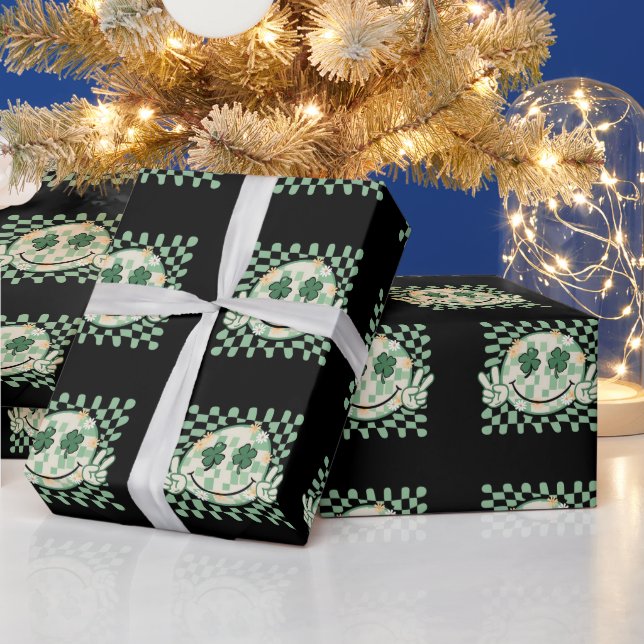 Shamrock Leende Ansikte Roligt St Patrick's Day Presentpapper (Helgdagar)