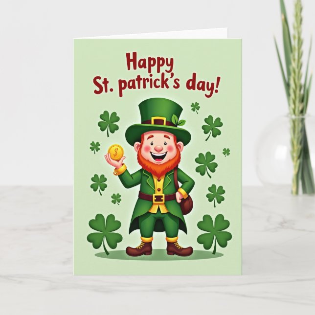Shamrock Leprechaun Firande Kort (Framsida)
