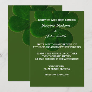 Shamrock Löv Forest Grönt Colorful Trendig Bröllop Inbjudningar