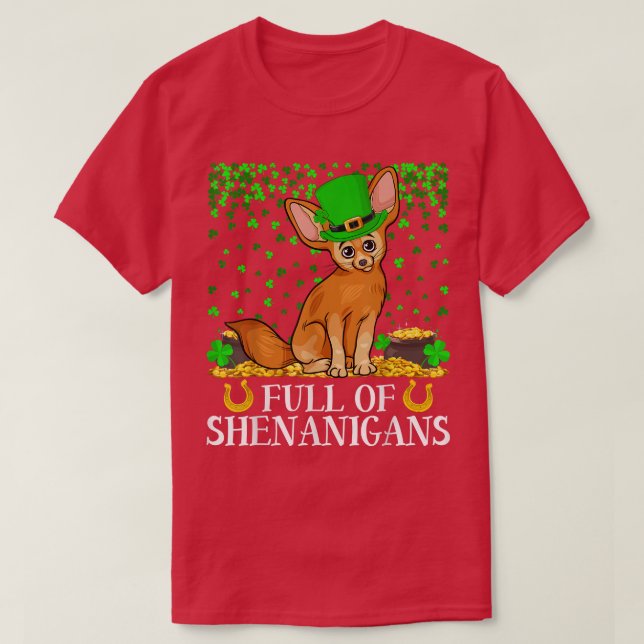 Shamrock Löv Fullt of Shenanigans Fennec for St Pa T Shirt (Design framsida)