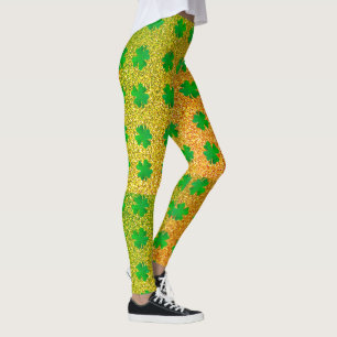 Shamrock Lövs reen Glitter St patricks day Ombre Leggings