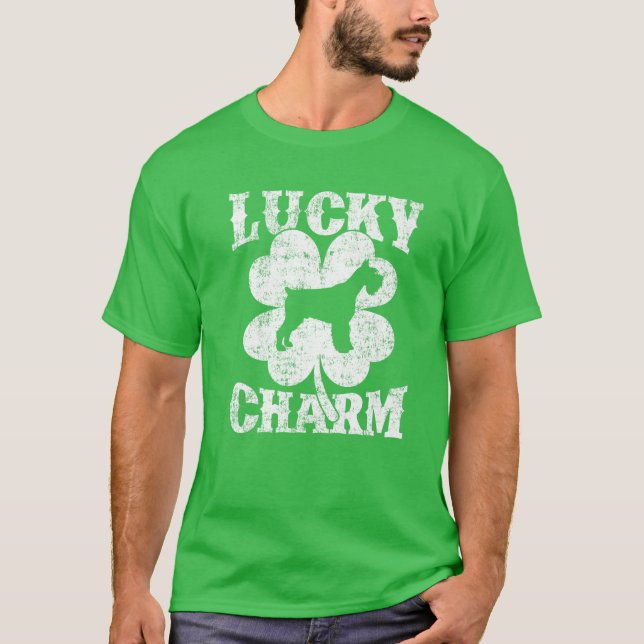 Shamrock Lucky Charm Giant Schnauzer Hund St Patri T Shirt (Framsida)