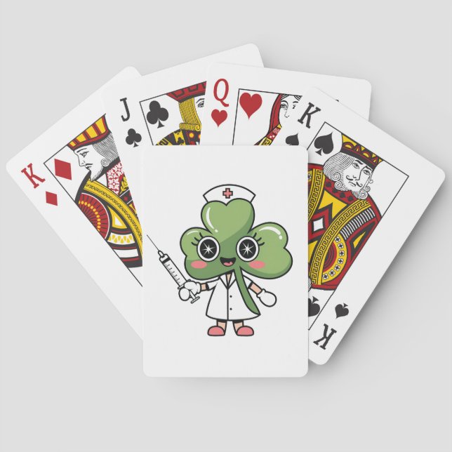 Shamrock Lucky Charm Nurse Kawaii Lucky Charm Casinokort (Baksidan)