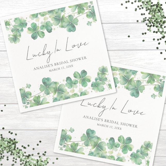 Shamrock Lucky In Love Bröllopsdusch Pappersservett (Shamrock Lucky In Love Bridal Shower Napkins )