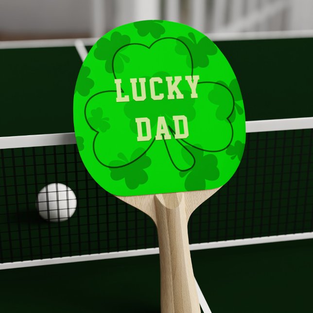 Shamrock Lucky Irish Klöver Grönt Ping Pong Paddle Pingisracket (Add your name and be lucky too with this lucky shamrock ping ping paddle)