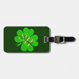 Shamrock & Lucky Klöver löv monogrammad/Irish Bagagebricka