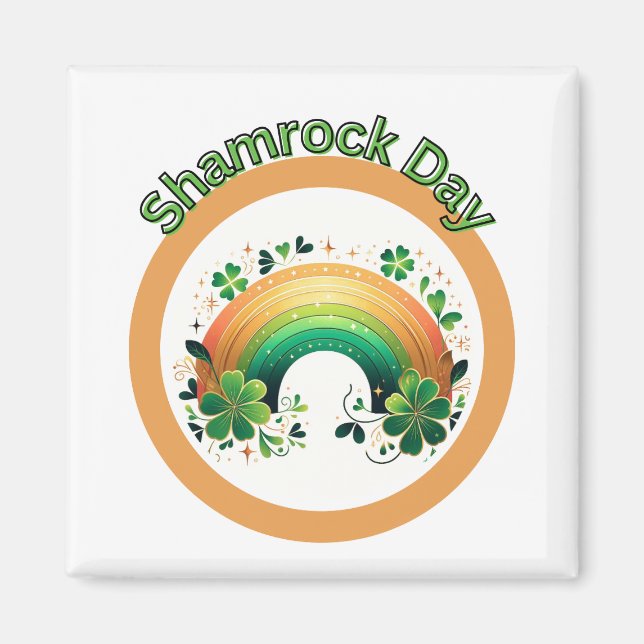 Shamrock Lucky Rainbow St. Patrick's Day Magnet (Framsidan)